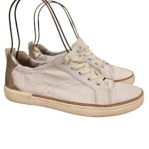 Naturalizer Zoey Womens White Flat Bottom Sneakers Lace Up Leather Shoes 7.5 M